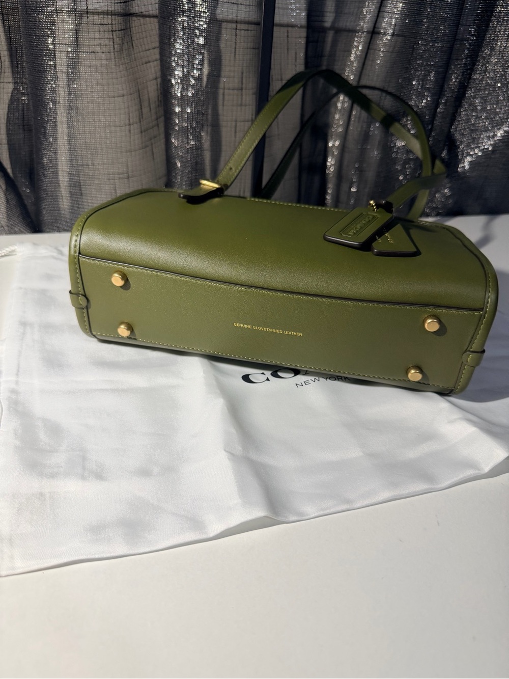 Coach Olive Green Leather Shoulder Bag - Picture 3 of 6